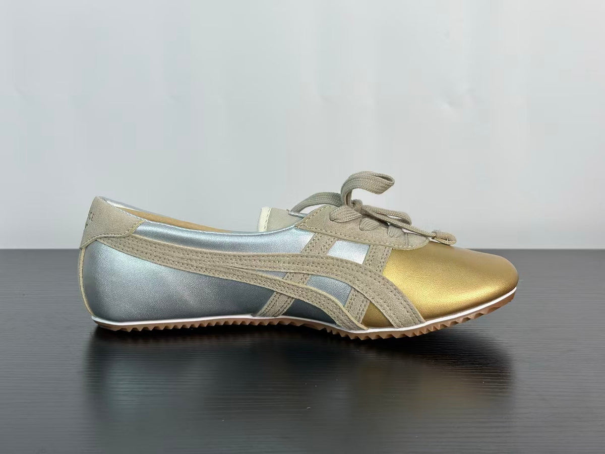 VERSACE × Onitsuka Tiger "Tai-Chi Sakura" Leather & Suede Low-Top Sneakers