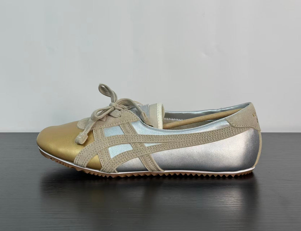 VERSACE × Onitsuka Tiger "Tai-Chi Sakura" Leather & Suede Low-Top Sneakers