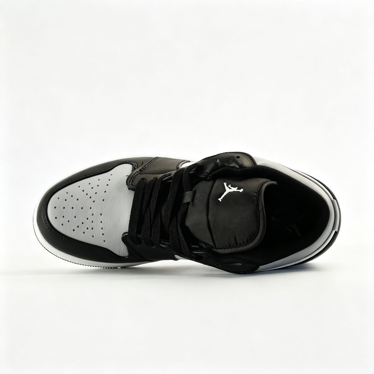 Air Jordan 1 Low 'Black & Light Grey' – White Leather Low-Top Sneakers